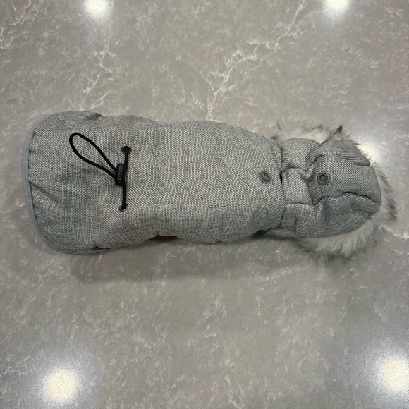 Gray Quilted Dog Winter Coat with Faux Fur Hood Size XS - Picture 6 of 11
